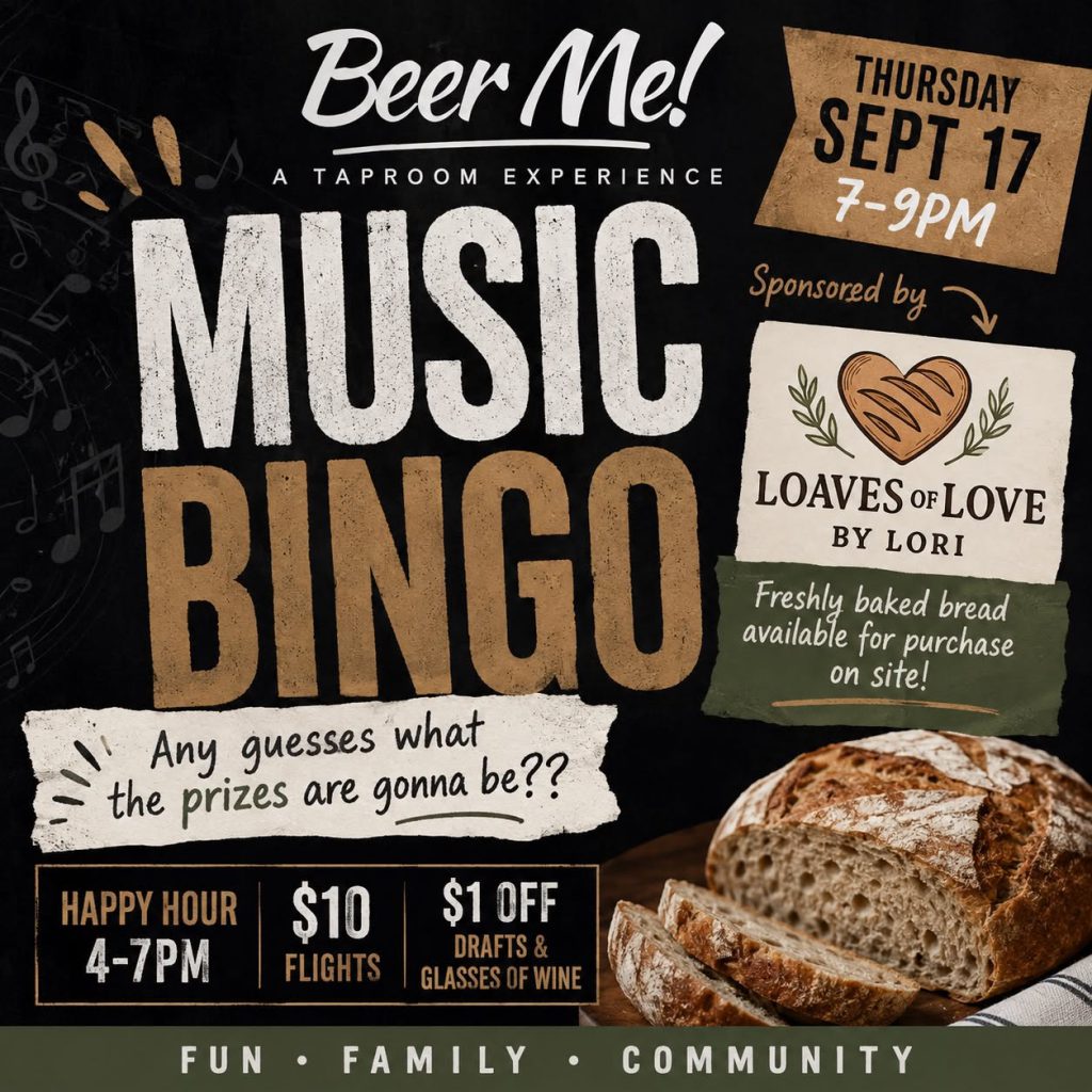 Music Bingo sponsored by Loaves of Love at Beer Me! Taproom & Wine Bar in Fate, TX